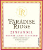Paradise Ridge Hoenselaars Vineyard Zinfandel 2012 Front Label