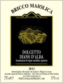 Azienda Agricola Briccomaiolica Dolcetto di Diano d'Alba 2012 Front Label