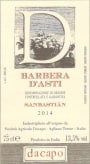 Azienda Agricola Dacapo Barbera d'Asti Sanbastian 2014 Front Label