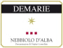 Azienda Agricola Demarie Giovanni Nebbiolo d'Alba 2011 Front Label