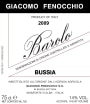Giacomo Fenocchio Barolo Bussia 2009 Front Label