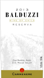 Balduzzi Vineyards & Winery Maule Valley Carmenere Reserva 2013 Front Label
