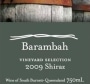 Barambah Wines Vineyard Selection Shiraz 2009 Front Label