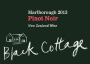 Black Cottage Wines Pinot Noir 2013 Front Label