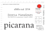 Bodega Maranones Picarana 2014 Front Label