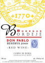Bodegas Bordeje Don Pablo Reserva 2000 Front Label