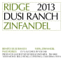 Ridge Dusi Ranch Zinfandel 2013 Front Label