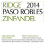 Ridge Dusi Ranch Zinfandel 2014 Front Label