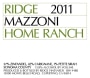 Ridge Mazzoni Home Ranch 2011 Front Label