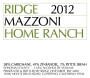 Ridge Mazzoni Home Ranch 2012 Front Label