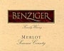 Benziger Sonoma County Merlot 1998 Front Label