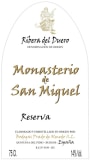 Bodegas Prado de Olmedo Monasterio de San Miguel Reserva 2010 Front Label