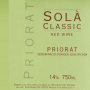 Bodegas Sola Classic Priorat 2011 Front Label