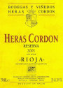 Bodegas y Vinedos Heras Cordon Reserva 2001 Front Label