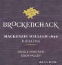 Brockenchack Wines Mackenzie William 1896 Single Vineyard Riesling 2016 Front Label