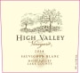 High Valley Sauvignon Blanc 2014 Front Label