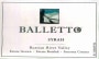 Balletto Winery Syrah 2013 Front Label