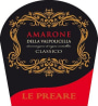 Cantina di Negrar Amarone della Valpolicella Classico Le Preare 2012 Front Label
