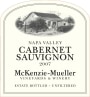 McKenzie-Mueller Vineyards & Winery Cabernet Sauvignon 2007 Front Label