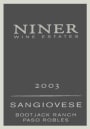 Niner Bootjack Ranch Sangiovese 2003  Front Label