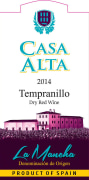 Casa Alta Tempranillo Dry 2014 Front Label