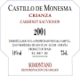 Castillo de Monesma Crianza 2001 Front Label