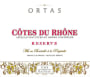 Cave de Rasteau Cotes du Rhone Ortas Reserve 2014 Front Label