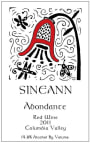 Sineann Abondante Red 2011 Front Label