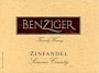 Benziger Sonoma Zinfandel 1997 Front Label