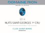 Patrice Rion Nuits-St-Georges Clos Saint-Marc Premier Cru 2014 Front Label