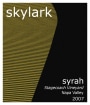 Skylark Stagecoach Vineyard Syrah 2007 Front Label