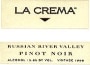 La Crema Russian River Pinot Noir 1998 Front Label