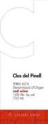 Cellers Unio Clos del Pinell Negre 2015 Front Label