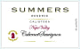 Summers Estate Calistoga Reserve Cabernet Sauvignon 2013 Front Label
