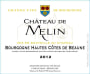 Chateau de Melin Bourgogne Hautes Cotes de Beaune 2012 Front Label