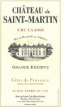 Chateau de Saint Martin Cotes de Provence Cuvee Grande Reserve Blanc 2013 Front Label