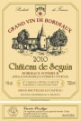Chateau Seguin Bordeaux Cuvee Prestige Superieur 2010 Front Label