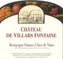 Chateau de Villars Fontaine Bourgogne Hautes Cotes de Nuits 2009 Front Label