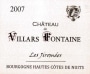 Chateau de Villars Fontaine Bourgogne Les Jiromees Hautes Cotes de Nuits 2007 Front Label