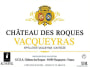 Chateau des Roques Vacqueyras 2014 Front Label