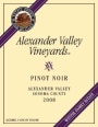 Alexander Valley Vineyards Pinot Noir 2008 Front Label
