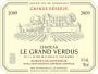 Chateau Le Grand Verdus Bordeaux Grande Reserve Superieur 2009 Front Label