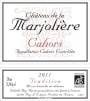 Chateau les Hauts d'Aglan Cahors Chateau de la Marjoliere 2011 Front Label