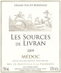 Chateau Livran Medoc Les Sources de Livran 2009 Front Label
