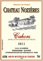 Chateau Nozieres Cahors 2011 Front Label