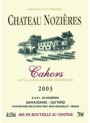 Chateau Nozieres Cahors 2003 Front Label
