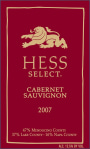 Hess Hess Select Cabernet Sauvignon 2007 Front Label