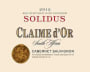 Claime d'Or Wines Solidus Cabernet Sauvignon 2012 Front Label