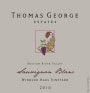 Thomas George  Windsor Oaks Vineyard Sauvignon Blanc 2010 Front Label