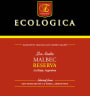 Cooperativa La Riojana Ecologica Los Andes Reserva Malbec 2013 Front Label